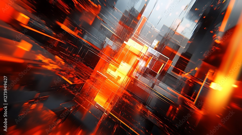 Abstract orange tech tunnel Abstract orange tech tunnel