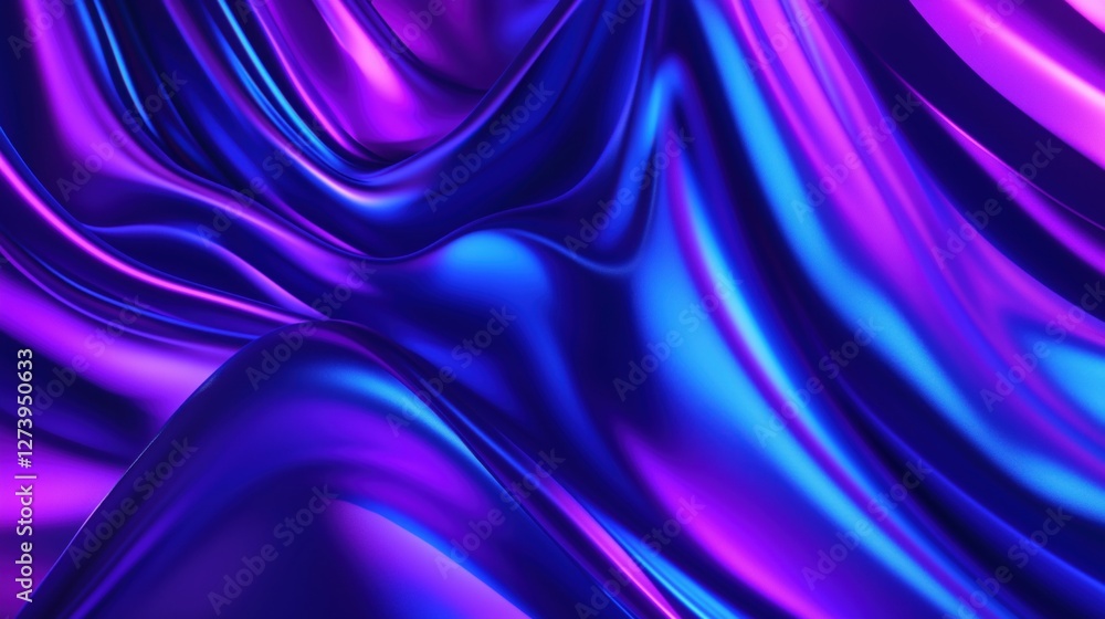 Obraz premium Cyberpunk Gradient Wave Background in Electric Blue and Neon Purple
