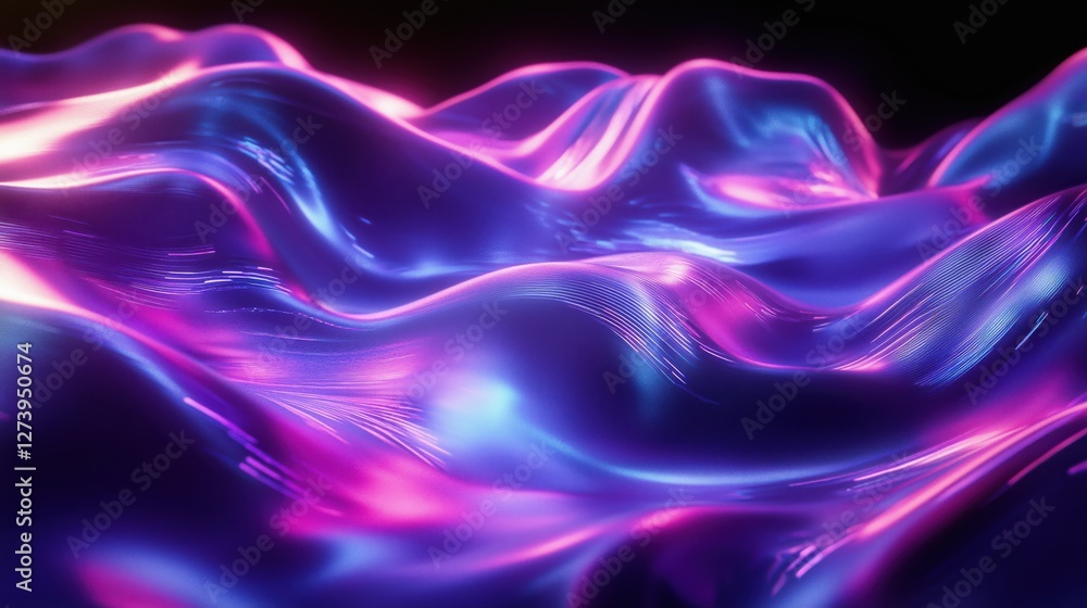 Obraz premium Cyberpunk Gradient Wave Background in Electric Blue and Neon Purple