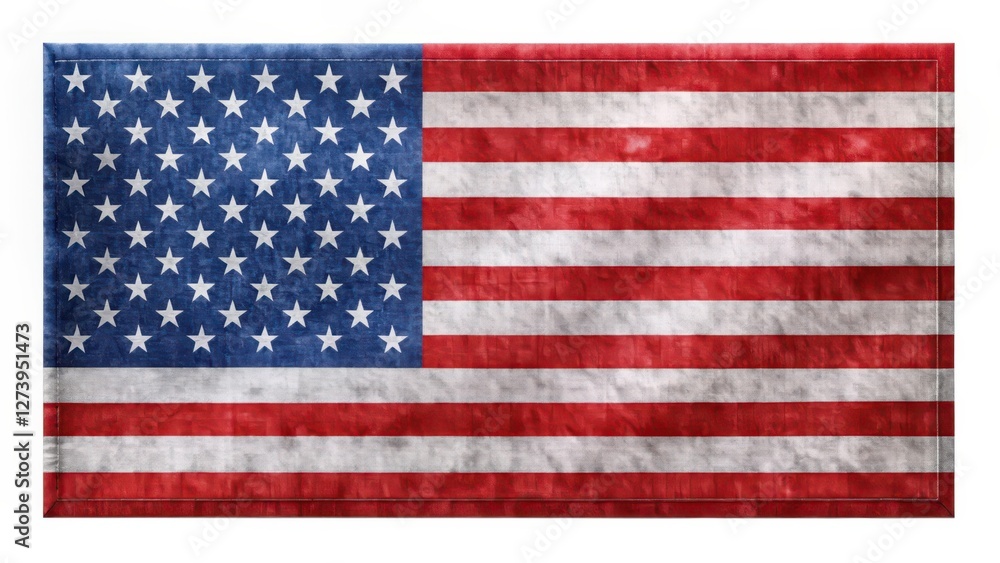 Obraz premium Distressed American Flag on White Background