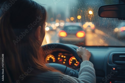 Traffic danger concept. Stressed spouses having risk of road accident while driving car. Vehicles crash concept