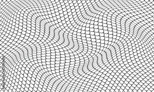 abstract black outline fish scale wave pattern suitable for background.