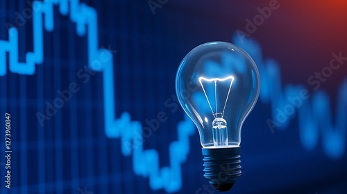 Illuminated Lightbulb with a Glowing Data Graph Background Representing Innovation and Technology