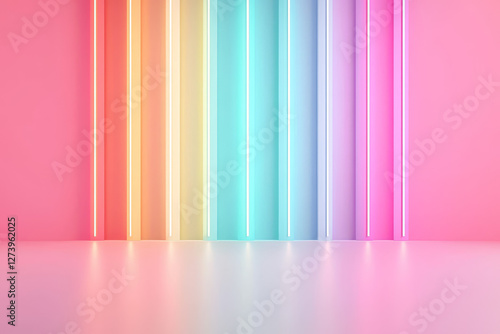 Radiant neon shades create luminous backdrop, spectrum of color and light