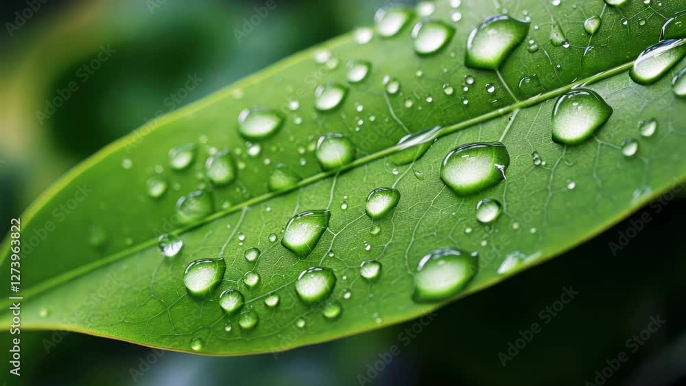The Leaf with Water Droplets The Leaf with Water Droplets
