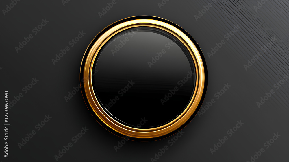 Elegant black button with a gold rim, perfect for website design, app interfaces, and digital projects Elegant black button with a gold rim, perfect for website design, app interfaces, and digital projects