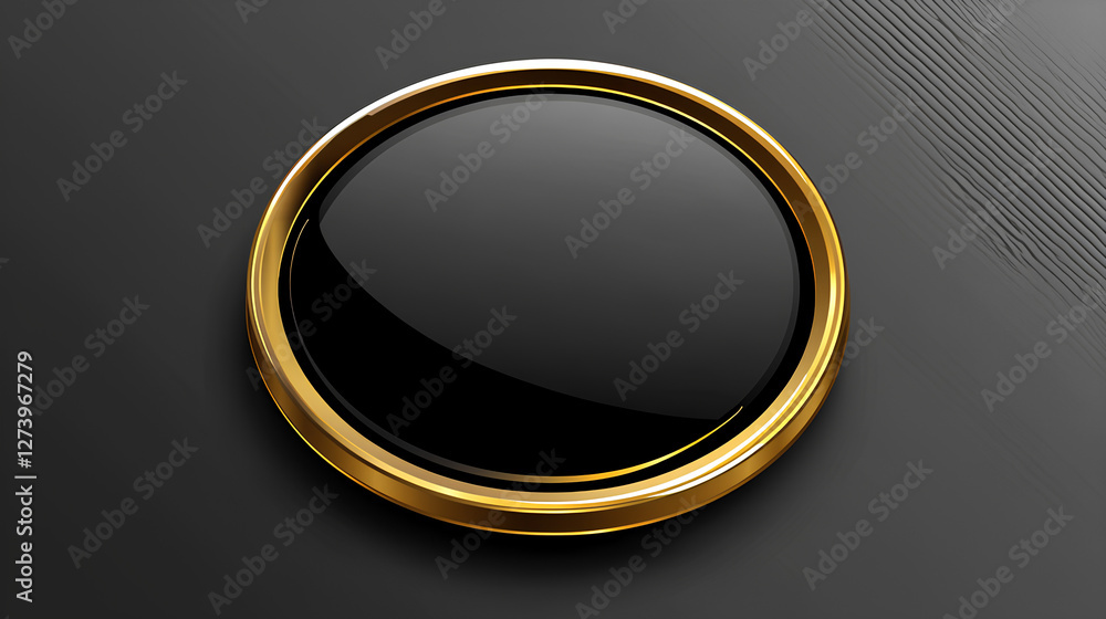 Elegant black button with a gold rim, perfect for website design, app interfaces, and digital projects Elegant black button with a gold rim, perfect for website design, app interfaces, and digital projects
