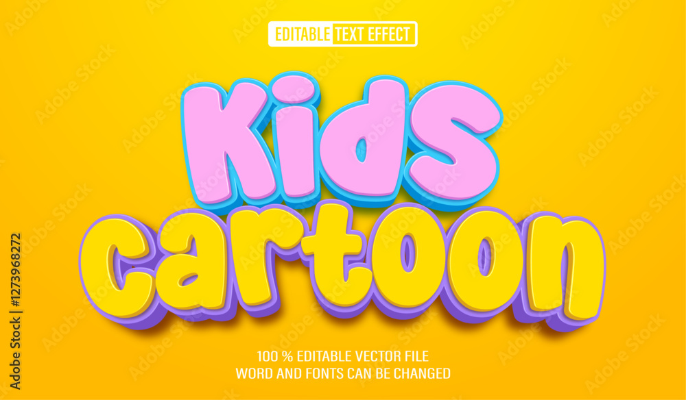 Editable 3d text style effect - Kids Cartoon effect Template Editable 3d text style effect - Kids Cartoon effect Template