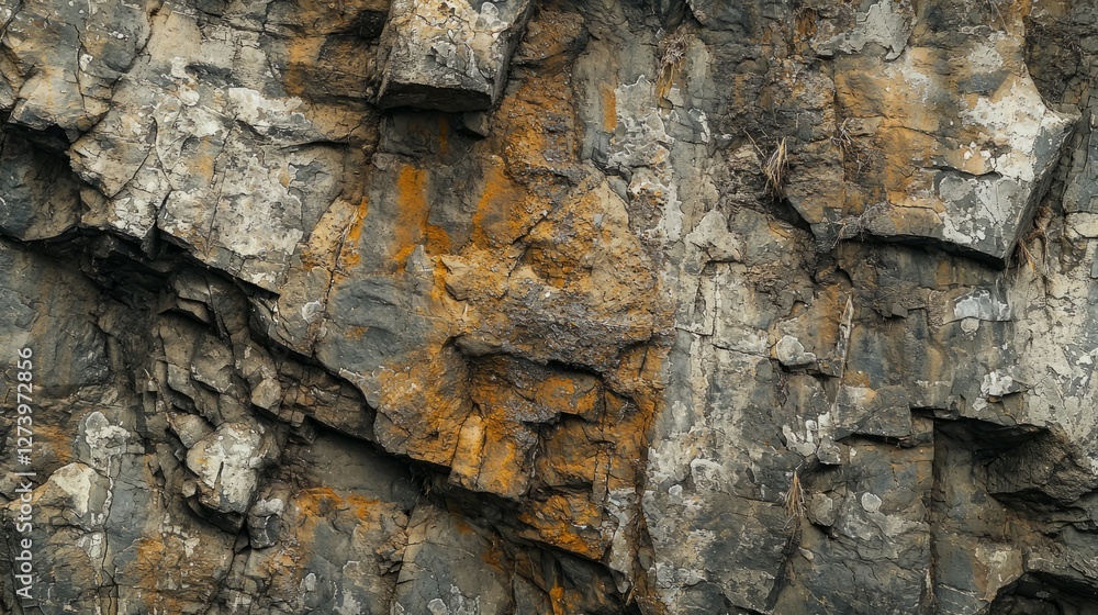 Textured Natural Rock Surface with Orange and Gray Patterns Textured Natural Rock Surface with Orange and Gray Patterns