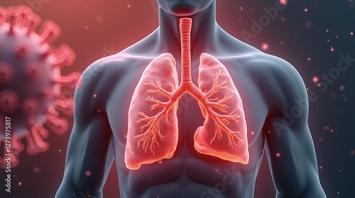 Chronic obstructive pulmonary disease, respiratory diseases, virus infection. 3d illustration. 