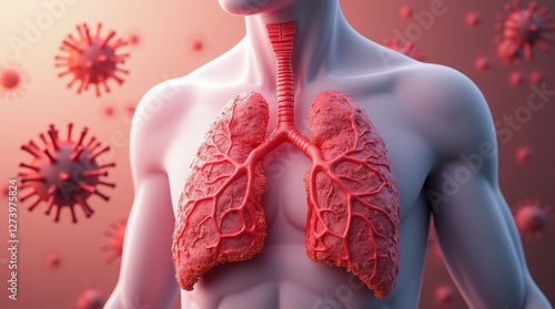 Chronic obstructive pulmonary disease, respiratory diseases, virus infection. 3d illustration. 