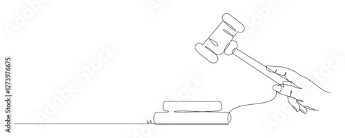 Continuous line drawing of the Judge's gavel