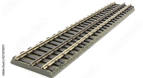 Close-up View of a Section of Model Railroad Tracks Isolated