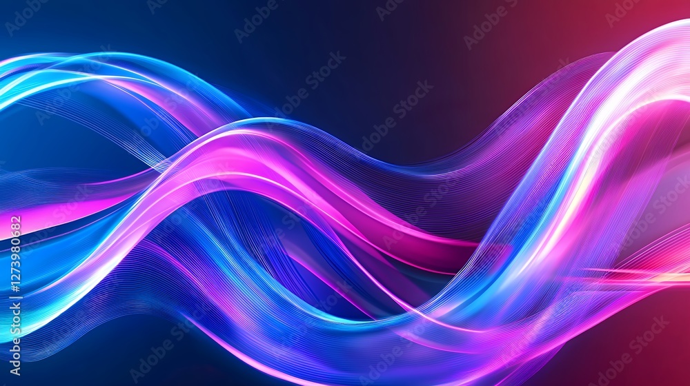 Abstract Wavy Design with Pink and Blue Glowing Light Effect on Dark Background Abstract Wavy Design with Pink and Blue Glowing Light Effect on Dark Background