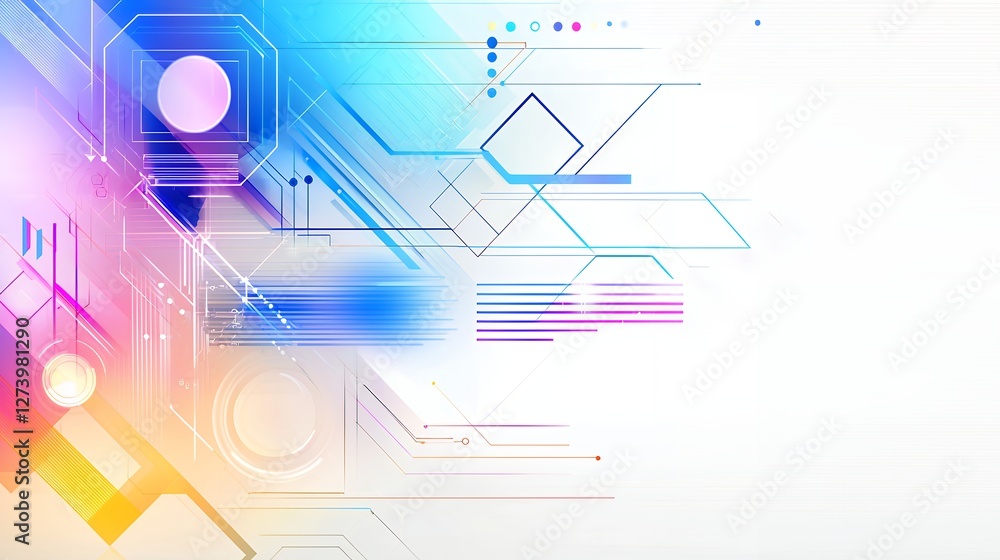 Abstract Geometric Design with Blue and Purple Hues on a White Background Abstract Geometric Design with Blue and Purple Hues on a White Background
