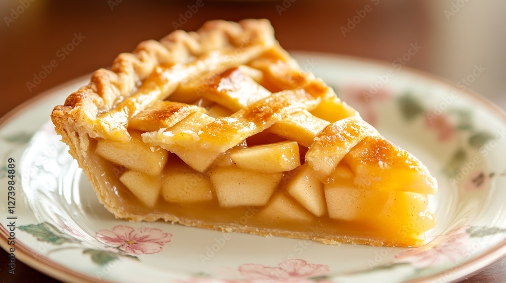 A Delicious Slice of Golden Apple Pie - Warm, sweet, comforting, autumnal, homemade. A perfect slice of apple pie, ready to enjoy A Delicious Slice of Golden Apple Pie - Warm, sweet, comforting, autumnal, homemade. A perfect slice of apple pie, ready to enjoy
