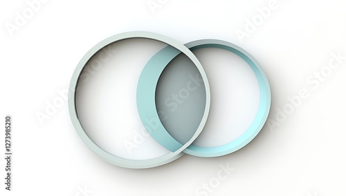 Modern minimalist abstract background with light blue and gray shapes, circles, and lines on a white background