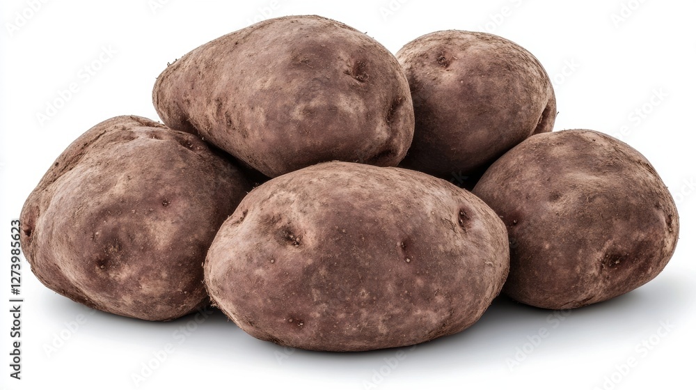 Group of Red Potatoes Pile on White Background Highlighting Natural Texture Group of Red Potatoes Pile on White Background Highlighting Natural Texture