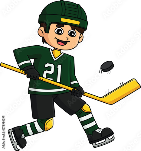  Ice Hockey Boy Player Doing Tricks Clipart 