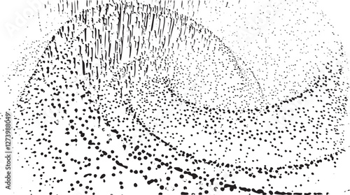 Monochrome texture composed of irregular graphic elements. Distressed uneven grunge background. Abstract vector illustration. Overlay for interesting effect and depth. Isolated on white background.
