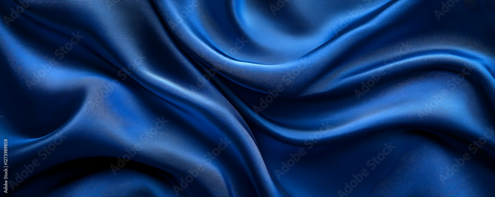 Blue silk fabric folds, background texture Blue silk fabric folds, background texture