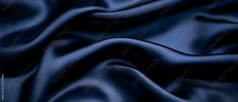 Fototapeta premium Dark blue satin fabric texture