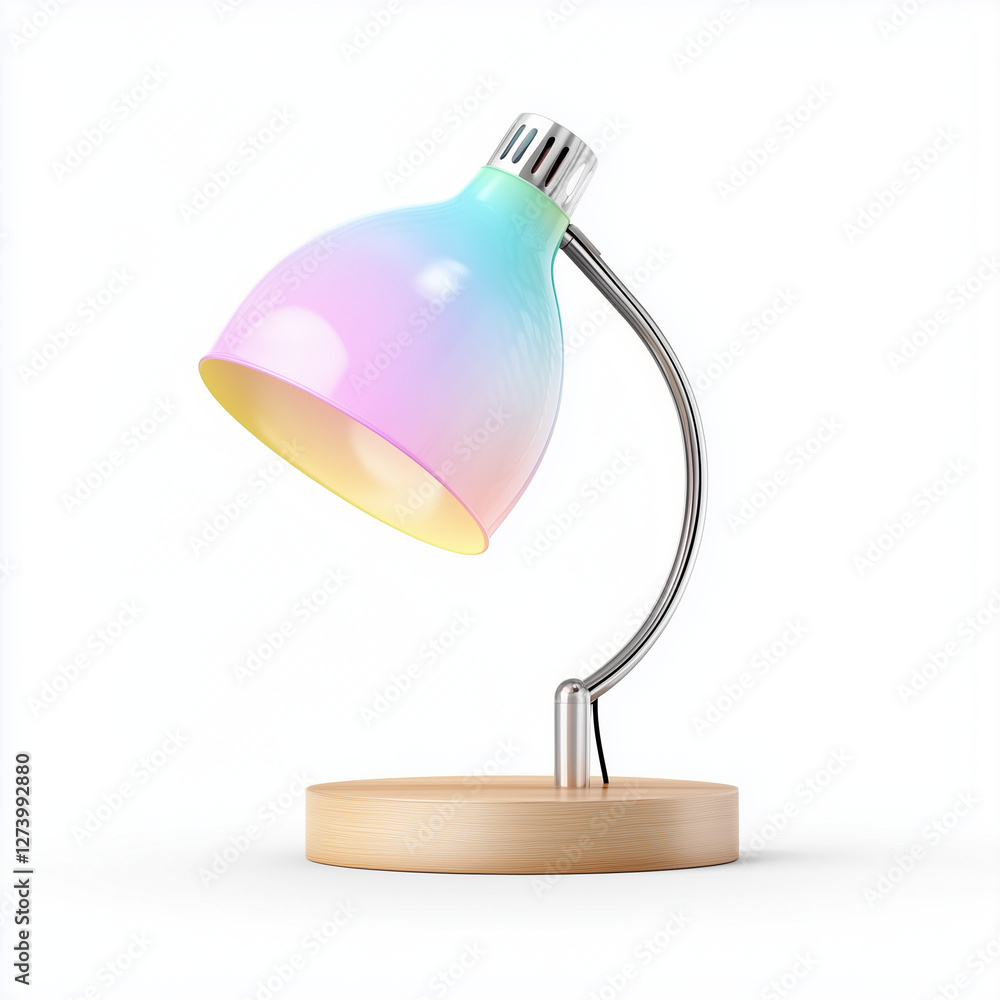 Colorful lamp mockup with a pastel gradient on a wooden base Colorful lamp mockup with a pastel gradient on a wooden base