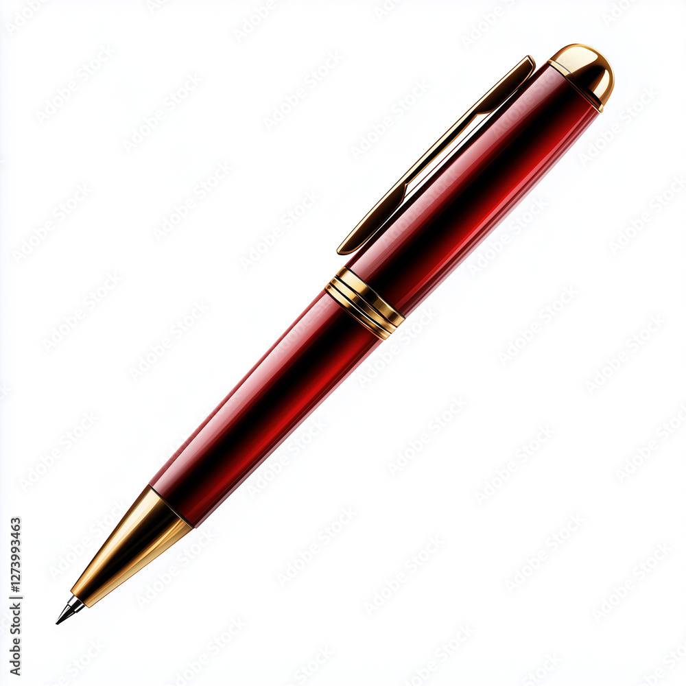Elegant red pen mockup on white background Elegant red pen mockup on white background