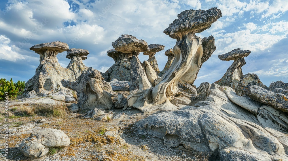 Obraz premium Unique Geological Formations with Dramatic Sky and Natural Landscape