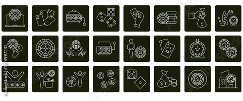 casino icons set. Set of editable stroke icons.Set of casino