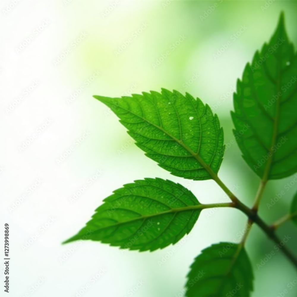 Delicate Senna siamea leaf blades isolate against crisp white backdrop, leafy greens, closeup, leaves Delicate Senna siamea leaf blades isolate against crisp white backdrop, leafy greens, closeup, leaves