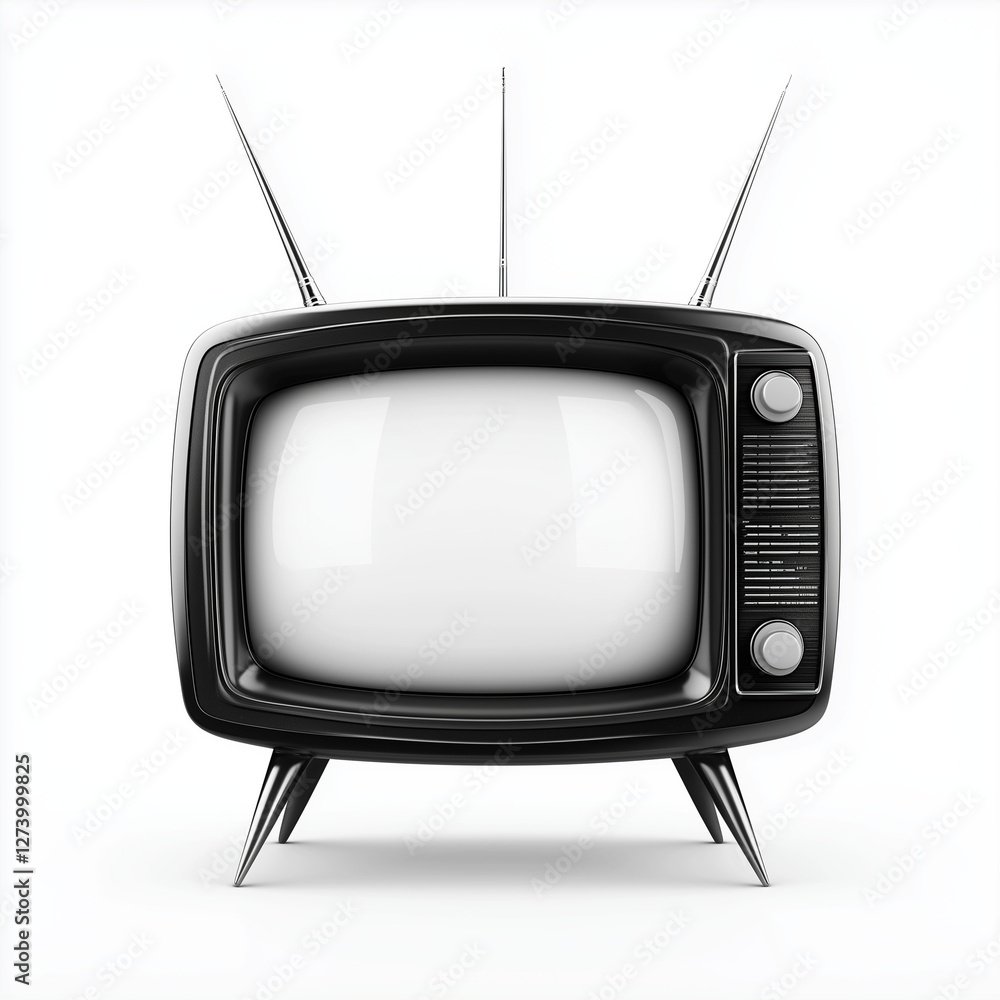 Retro television set mockup on white background Retro television set mockup on white background