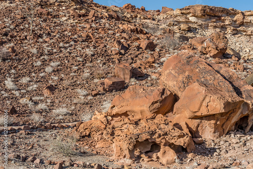 Obraz na płótnie honeycomb weathering on sandstone rocks, near Twyfelfontein, Namibia w salonie