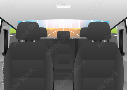 Black Car Seat. Car Interior. Vector Illustration. 