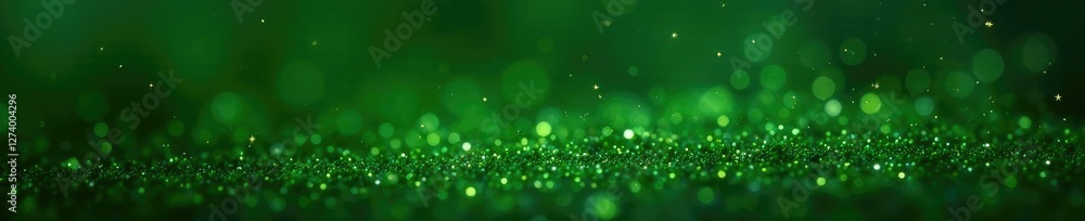 Obraz premium A delicate sprinkle of green glitter dust on the lush green branches of a fir Christmas tree, sparkling, glitters, conifer