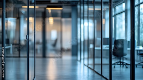 Wallpaper Mural Modern office interior with glass walls and doors creating a sense of transparency and openness Torontodigital.ca
