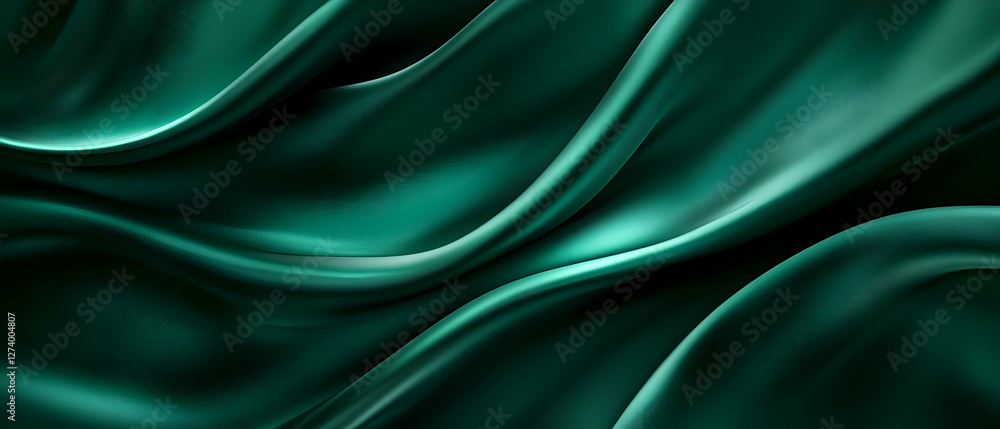 Obraz premium Emerald silk drapes, flowing background