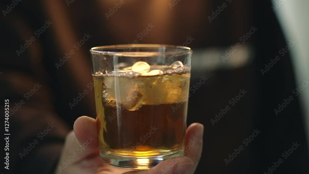 Glass of whiskey close-up.
Alcohol addiction.
A man drinks a talkgol drink with ice at a bar.
A man holds a glass of whiskey.
Whiskey with ice in a glass glass Glass of whiskey close-up.
Alcohol addiction.
A man drinks a talkgol drink with ice at a bar.
A man holds a glass of whiskey.
Whiskey with ice in a glass glass