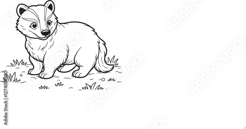 Badger vector bundle Ai generated, Badger line art vecto r  