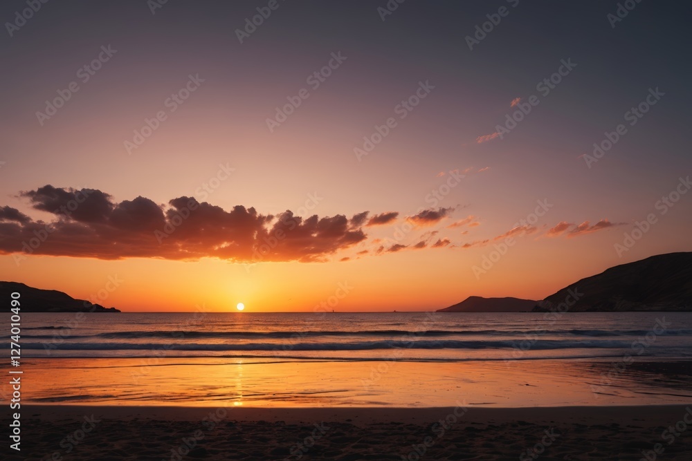 sunset on the beach with a person walking on the sand sunset on the beach with a person walking on the sand