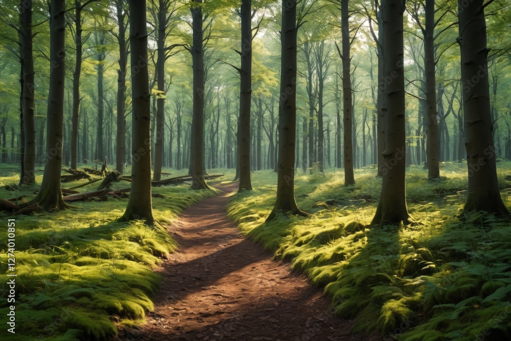 Obraz premium arafed path in a forest with a path in the middle