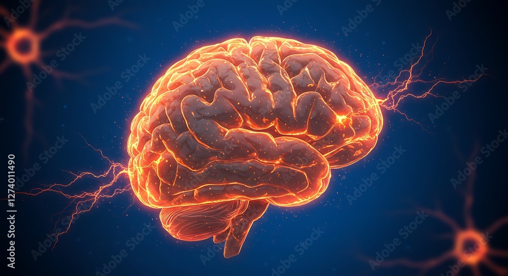 Fototapeta premium Brain Health Analysis Glowing Neural Activity in Digital Space