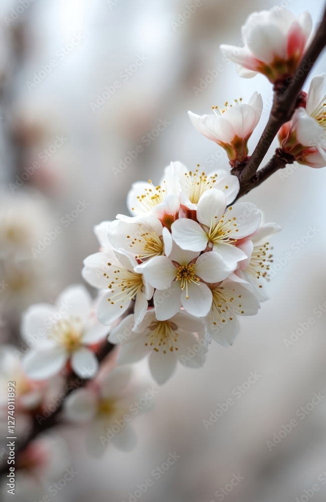 Close up on branch with white cherry blossoms. Macro photo sakura flowers bloom in springtime. Floral backdrop with blurry background for romantic feminine design, cosmetics, perfumery, wedding Close up on branch with white cherry blossoms. Macro photo sakura flowers bloom in springtime. Floral backdrop with blurry background for romantic feminine design, cosmetics, perfumery, wedding