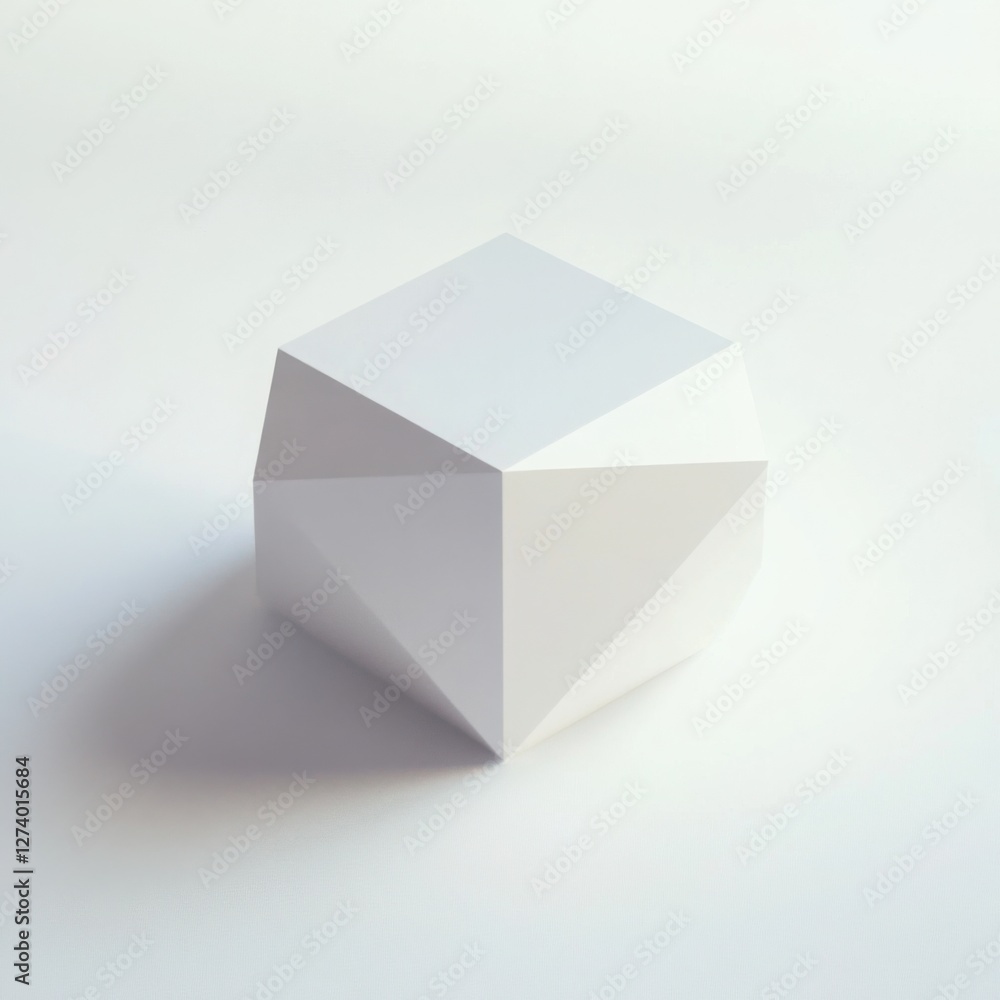 Fototapeta premium Abstract White Geometric Object on White Background