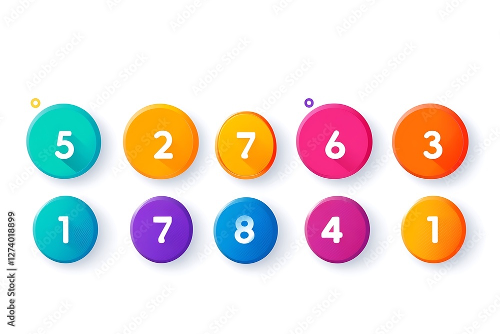 Colorful numbered circles, website design Colorful numbered circles, website design