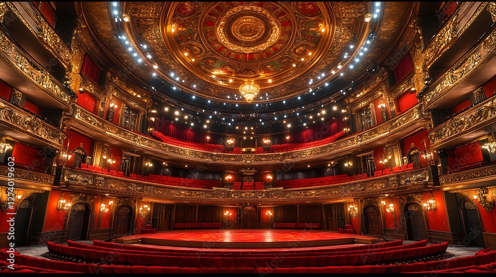 Obraz premium Grand Opera House Interior, Stage, Empty Seats, Show Prep