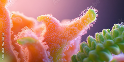 Close-up of Orange and Green Succulent Plant Structures photo