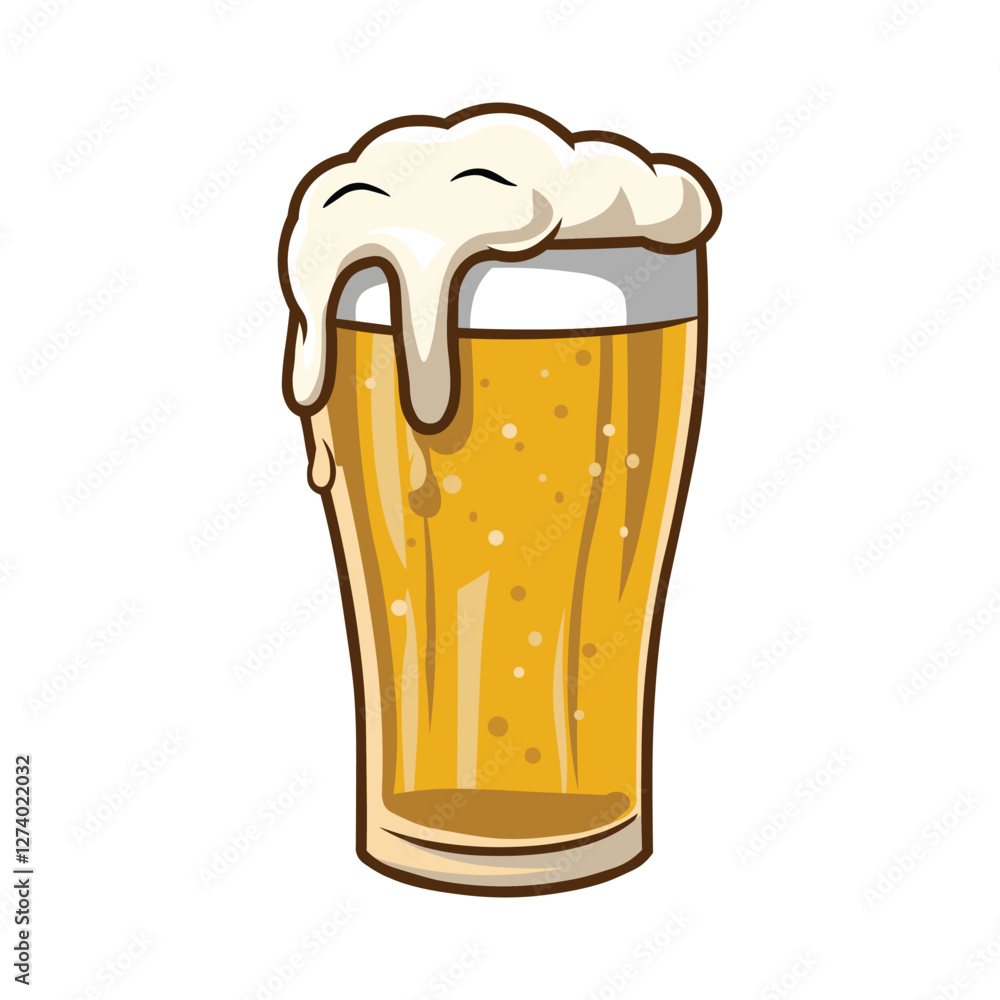 Beer glass vector illustration – Frosty pint with foam overflow and bubbles. Alcohol drink clipart Beer glass vector illustration – Frosty pint with foam overflow and bubbles. Alcohol drink clipart