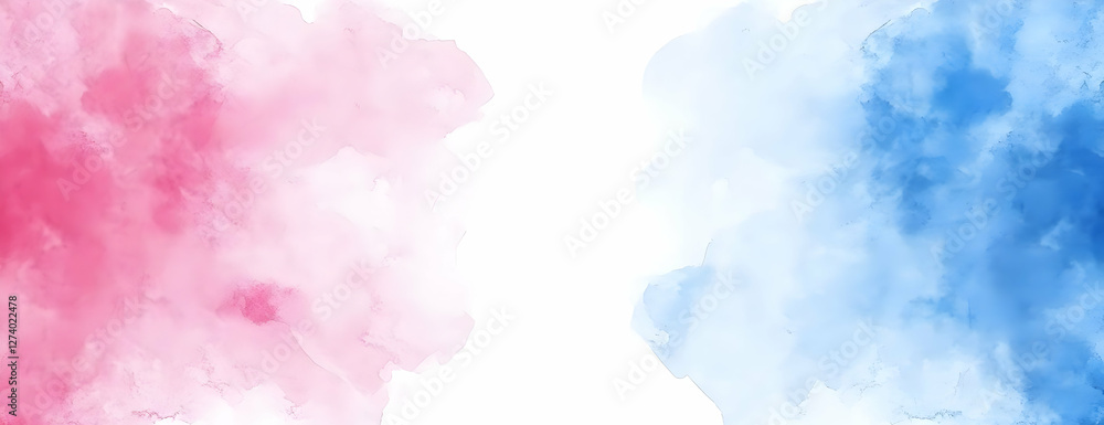 Obraz premium Pink blue watercolor cloudscape. Design backdrop