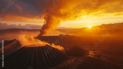 Wallpaper Mural Majestic Volcanic Eruption Under Glowing Sunrise Landscape Scene Torontodigital.ca